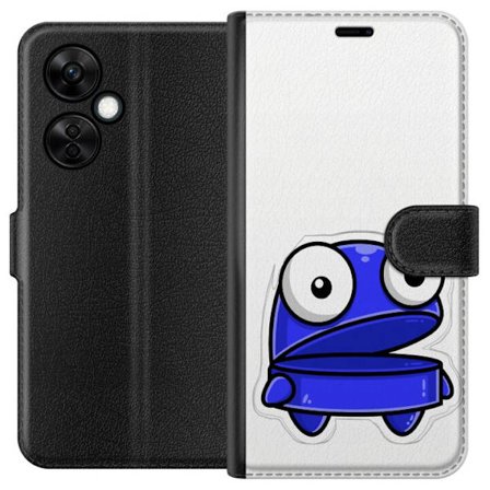 Kompatibel Tegnebogsetui til OnePlus OnePlus Nord CE3 Blå tegneseriefigur med åbent udtryk og store øjne i sjov illustration