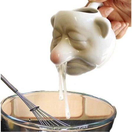 (Vit) Äggseparator - Rolig - Keramik - Vit - 14x9,5x8,5cm - Perfekt present
