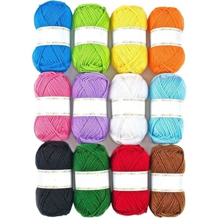 [QD] 12 stk. 50g Dobbeltstrikkegarn 100% Akryl Strikkegarn Farverigt DK Garn, til Alle Strikke- og Hækleprojekter