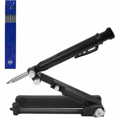 Monitoiminen piirtotyökalu, jossa on 6 tussin täyttöä, 3 in 1 syväreikäinen puuntyöstökynä Saker, piirtotyökalu DIY-puulattiakulmamittaustyökaluun