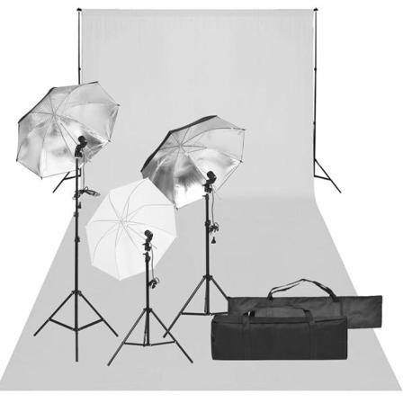 Vidaxl Fotostudio Med Lampor Och Bakgrund Svart