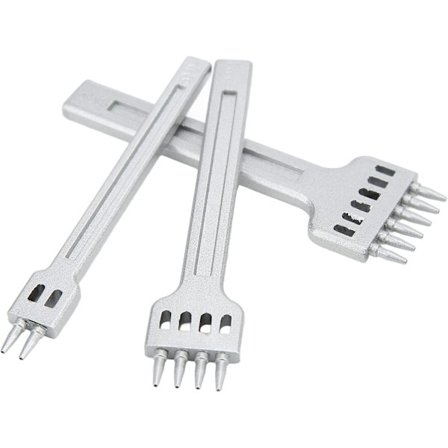 Rostfritt stål läderstygningsstans, 2/4/6 spets rad hålstans spets mejsel set (4mm)