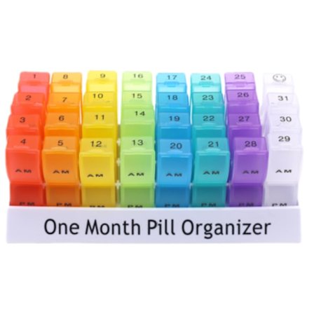 Avtagbar Pilleraskorganisatör, Resevänligt Snäpplock, Månadsvis Pillerorganisatör Med Ljusa Färgglada Fack Och Am Pm Daglig Piller