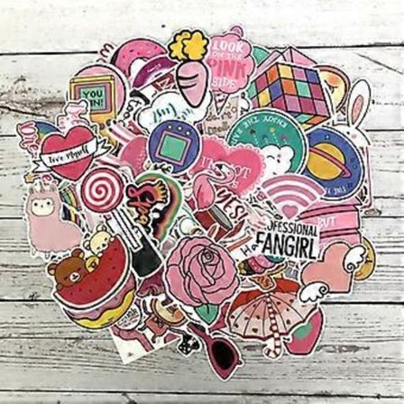 110 stk. Rosa Jente Hjerte Klistremerker