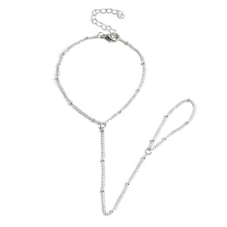 Sølv Enkel Håndkjede Perlestav Fingerkjede Armbånd Delikat Slavearmbånd for Kvinner, A