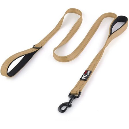 Dobbelthåndtaks hundebånd 6ft, Heavy Duty, Reflekterende dobbelthåndtaks hundebånd for sikkerhetstrening, for mellomstore hunder, 2 håndtaksbånd (Brun