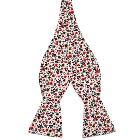 White Flowers Cotton Self-Tie Bow Tie for Men - Self-tie bow ties
