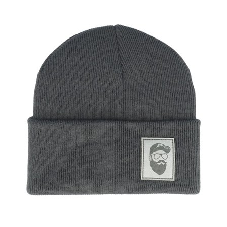 Bearded Man - Grijs cuff Beanie - Cap Man Patch Graphite Grey Beanie @ Hatstore