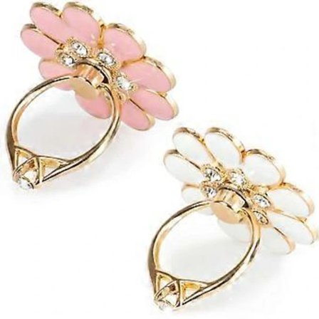 /EA/2-pack Universal Glitter Metallställ för Alla Smartphones, Vit/Rosa