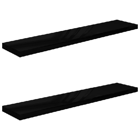 Vidaxl Svävande Vägghyllor 2 St Svart Högglans 120x23,5x3,8 Cm M Svart