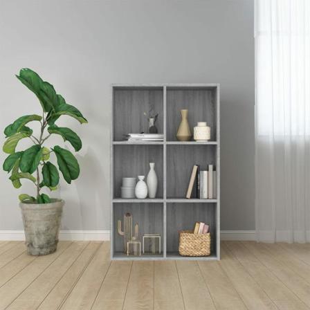 Vidaxl Bokhylla/skänk Rökfärgad Grå Sonoma 66x30x98 Cm Konstruer Grå