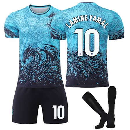 25-26 FC Barcelona Blue Dragon Special Edition NO.10 LAMINE YAMAL Pelipaidat Setit Lapset Aikuiset Jalkapallovarusteet Sukkien Kanssa