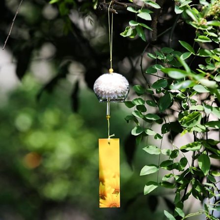 Japanilainen Tuulikello Lasinen Ulkokoriste Puutarhaan, Terassille & Parvekkeelle, Riippuva Tuulikello Koristelahja, Siunausriipus Tuulikello