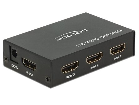 Delock HDMI UHD Switch 3 x HDMI in > 1 x HDMI out 4K - video/audio switch - 3 porter