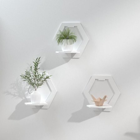 Vardagsrumshylla - vit vägghylla - 27×29×16cm, set om 3