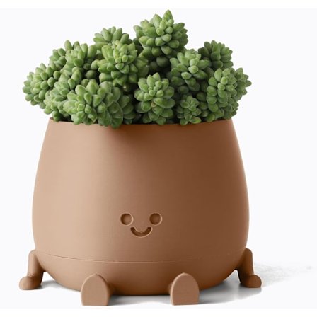 Blid Ansikt Plantepotte, Selvvannende Blomsterpotte med Dreneringshull, Morsom Smilende Innendørs Utendørs Hagedekorasjonsgave til Planteelskere