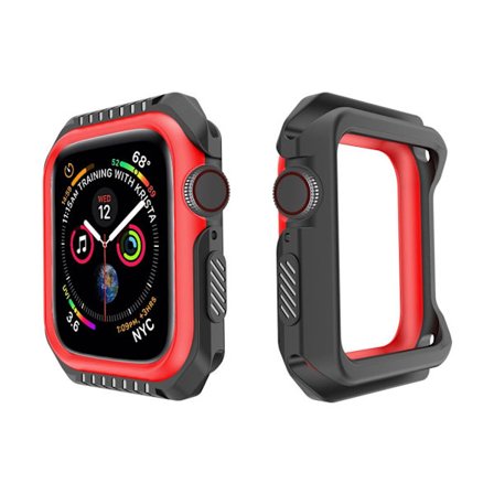 Apple Watch Series 4 44mm erstatnings urkasse i silikone - Sort ydre/Rød indre