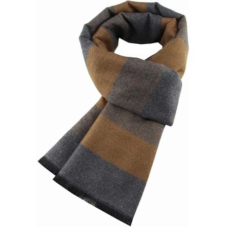 Herrehalstørklæde, langt, varmt, blødt og behageligt, i ternet mønster, efterår og vinter
