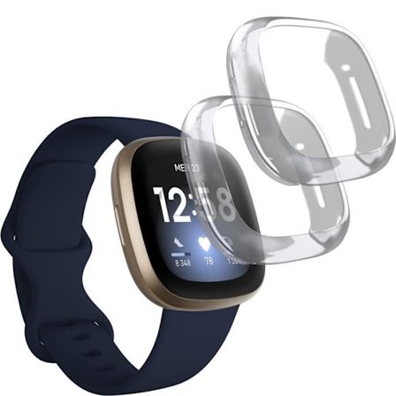 Fitbit Versa 3 - Fitbit Sense-kompatibelt fodral [2-pack] Mjukt TPU-skyddande genomskinligt fodral Phonillico