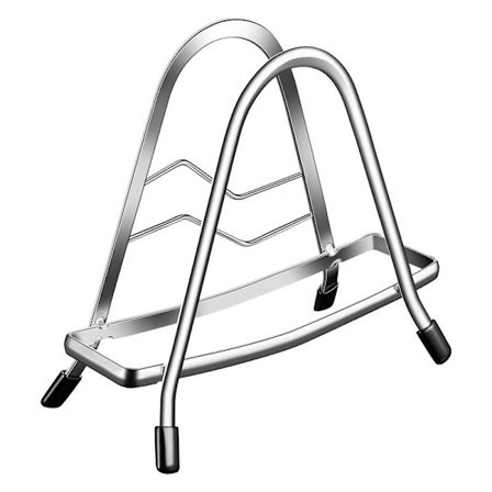 2-pakning rustfritt stål skjærebrett stativ organizer, stabilt trekantet design panne stativ, plassbesparende benkeholder