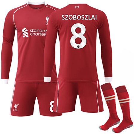 25-26 Liverpool Hemma Långärmad Barn Vuxen Fotbollströja No.8 SZOBOSZLAI