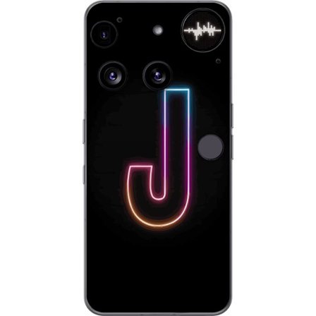 Kompatibelt Mobildeksel til Nothing Nothing Phone (3) Minimalistisk neonbokstav J i fargeskiftende lys mot svart bakgrunn