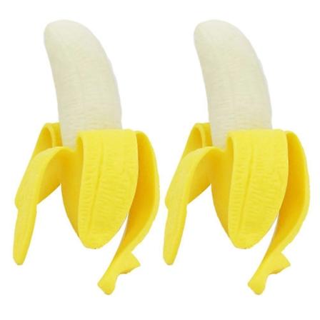 2 stk. Kreative skrelte banansqueezeleker Morsomme dekompresjonsleker Barneleker Yellow 14X4CM