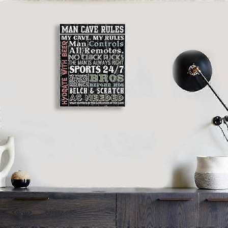 Man Cave -säännöt Canvas Seinätaide Kyltit Hauskat Rustiikkiprintit Kyltit Kehystetty Kodin Sisustus Puun Syy Tausta HD Vintage Plaketti Kuva 