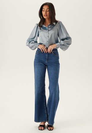 BUBBLEROOM Puff Sleeve Satin Shirt Klær