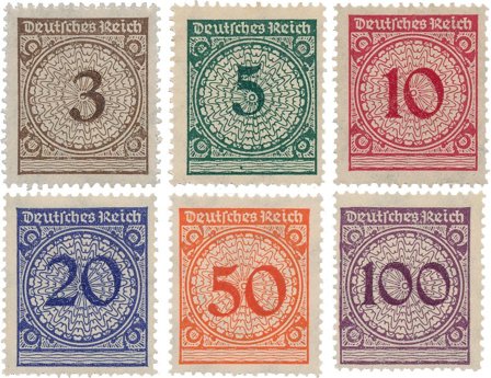 Tyske Rige 1923 - MICHEL 338-43 - Postfrisk