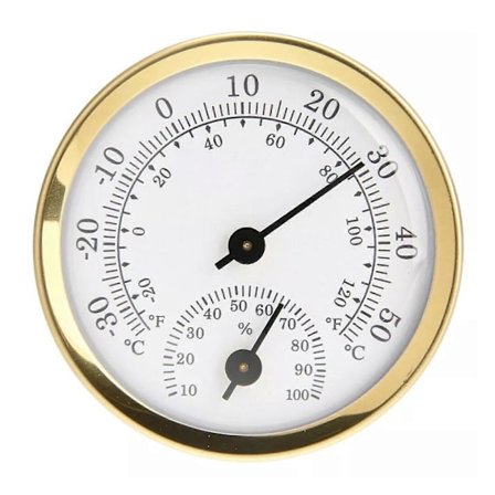 Mini Guld Analog Termometer Hygrometer Rum Indendørs Temperatur Fugtighedsmåler