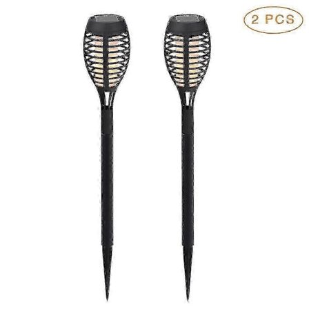 2 Pakning Solcelle Fakkel Lys Med Flakkende Flamme, Fakkel For Hagedekorasjoner