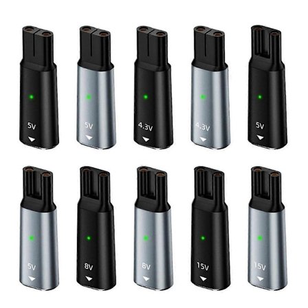5-pakning 4,3V/8V/15V Type-C Laderadapter USB-C Ladekonverter for Serie Elektrisk Barbermaskin B