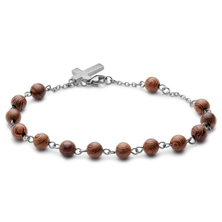 Varieta | Pulsera de Cuentas de Madera y Acero Quirúrgico para hombres - Pulseras de perlas