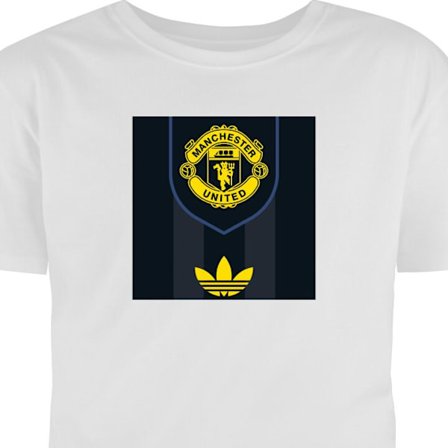 Barn T-shirt Manchester United Adidas logomärke fotbollsklubb affisch Premier League retro gul svart design konst