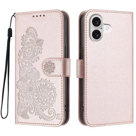 Til iPhone 17 Telefoncovers Mandala Blomst Læder Wallet Mobilcover med Rem