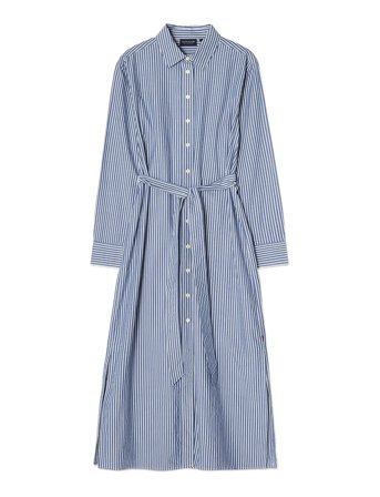 Lexington Clothing Casual Long Poplin Shirtdress - Blue - S