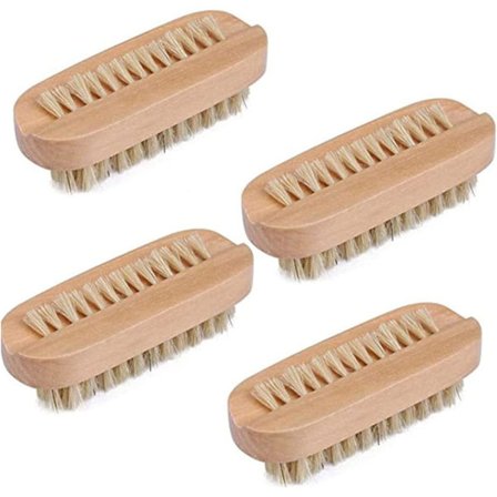 Skrubbebørste til negle Dobbeltsidet børste Neglebørste Træhåndbørste Skrubbebørste Naturlig neglebørste til hænder og negle 4 stk.