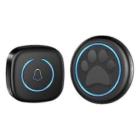Trådløs dørklokke til katte og hunde 300M rækkevidde 60 sange Høj lydstyrke Vandtæt Smart Home Træningsklokke US-stik Sort