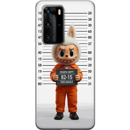 Yhteensopiva Puhelinkuori Huawei Huawei P40 Pro Söpö piirretty pupuhahmo vankilavaatteissa ja vankinumerolla taustana mittamerkinnät