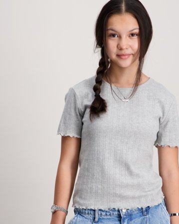 Kids ONLY KOGCARLOTTA LIFE S/S TOP JRS NOOS Harmaa Topit / Puserot Tytöt - Kids Brand Store