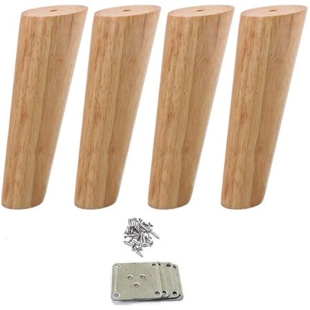 4 st möbelben i trä, avsmalnande soffben, massiva trämöbelben 20 cm