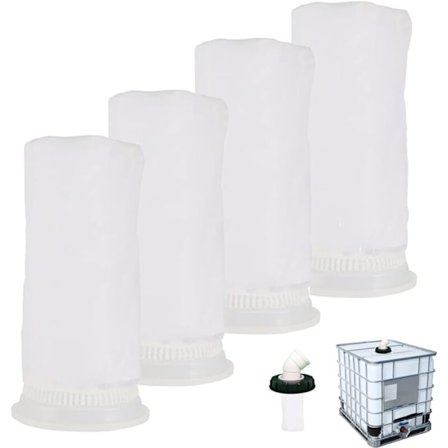 4 st Nylon IBC-filter, IBC-ersättningsfilter, IBC-filter för 1000 liters IBC-regnvattentank, tvättbart IBC-filter, IBC-tanklockbeslag (163 mm)