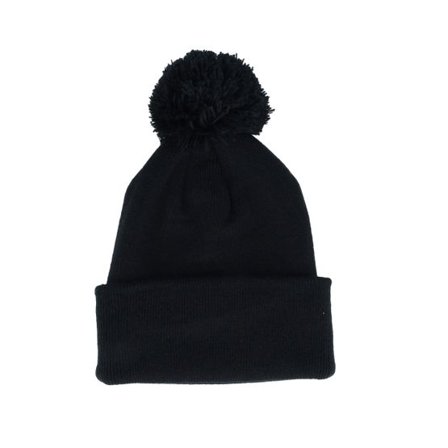 Beechfield - Svart pom Beanie - Kids Black Junior Pom @ Hatstore