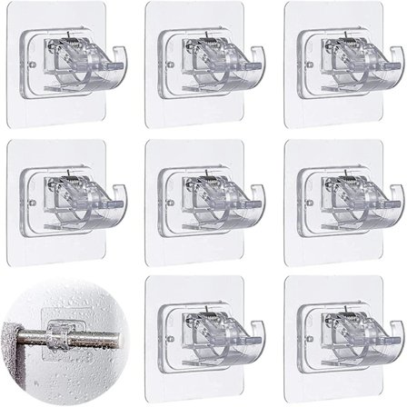 Gardinstangbrakett uten boring, 8 stk selvklebende gardinstangholderkroker, 3m uten boregardinstangbraketter Easy Hanger Clamp
