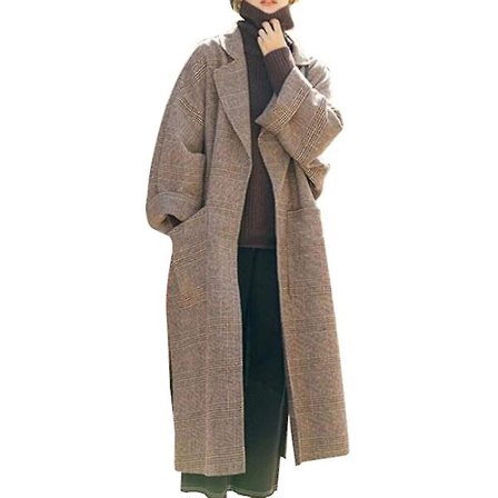 Dam ullkappa plaid krage långärmad kontorsdam kappa jackor