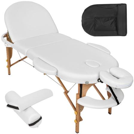 Tectake 3-zons Ovalt Massagebänk Med 5 Cm Stoppning, Hjul Och Tr Vit