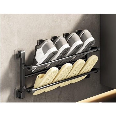 Skoskåp Wall-Mounted Folding Shoe Rack, 50x25.8x12cm, Space-Saving, No-Drill