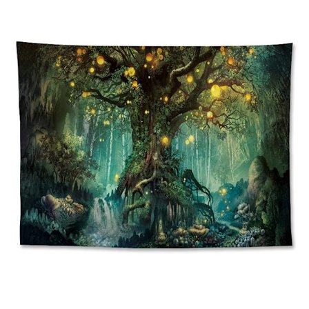 Livets tre veggteppe, psykedelisk veggteppe foss under en