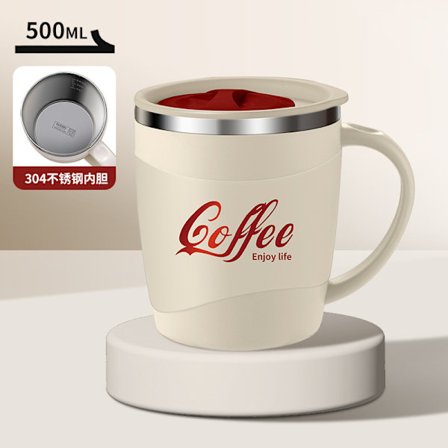 304 rostfritt stål mugg med graderingar, tevattenkopp, kreativ och högkvalitativ kaffekopp för kontoret med lock, presentkopp